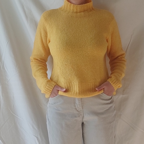 Yellow Chunky Mock Neck Sweater - Picture 2 of 3